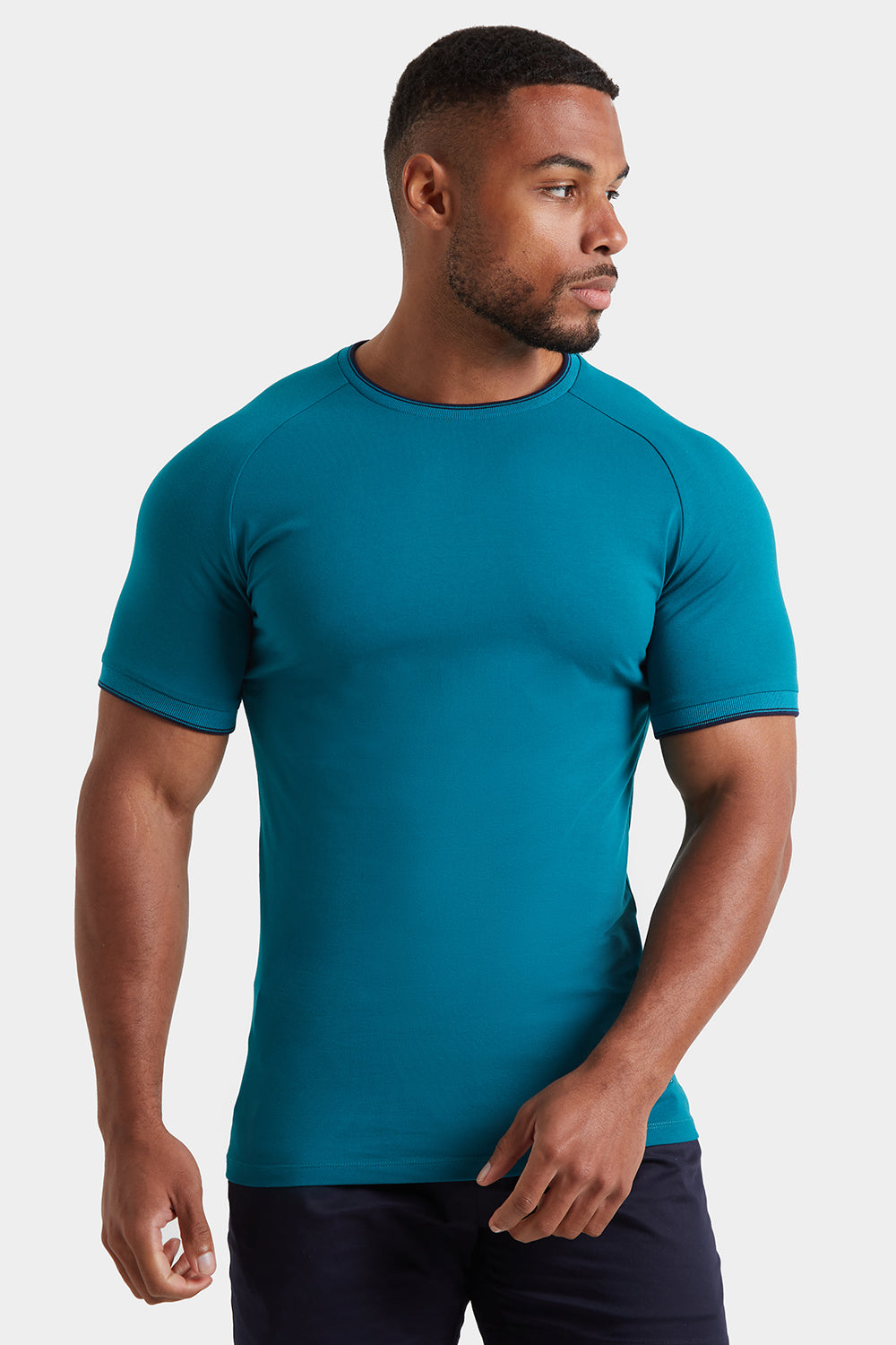 Tipped T-shirt in Peacock - TAILORED ATHLETE - ROW