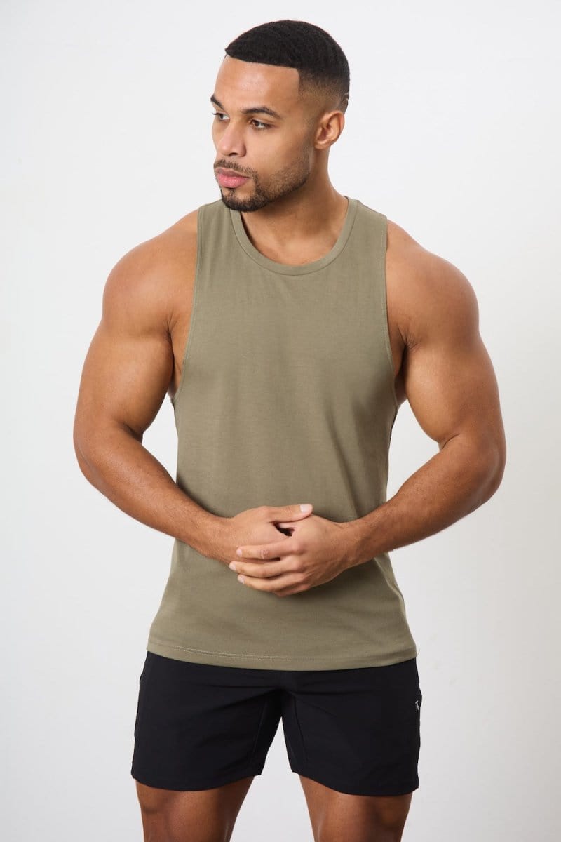 3 Pack Essential Training Vest in Black/ Khaki/ Charcoal - TAILORED ATHLETE - ROW