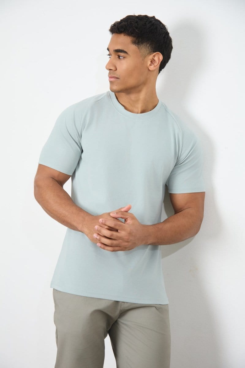 Textured Jersey T-Shirt in Sage - TAILORED ATHLETE - ROW
