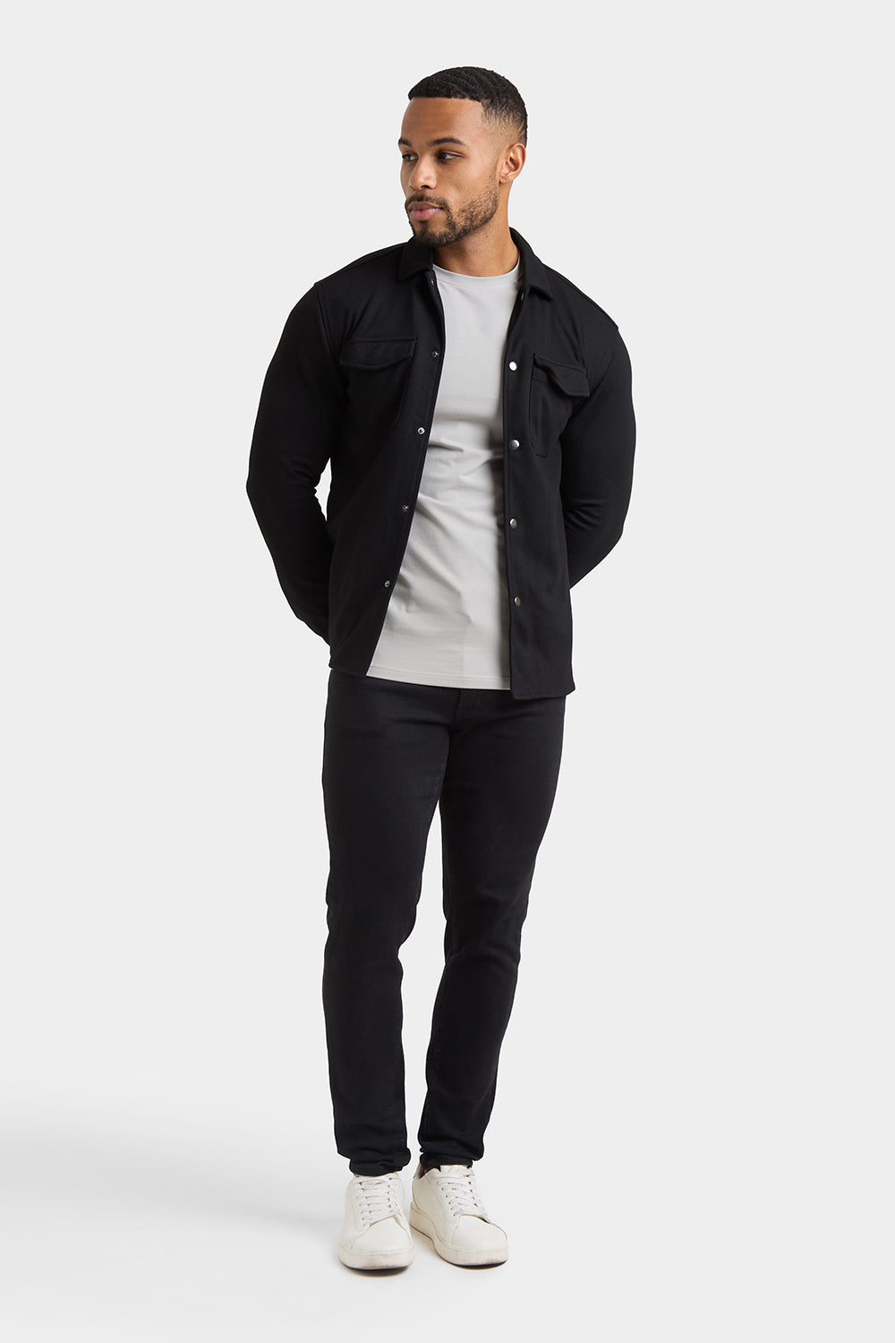 Twill Jersey Overshirt in Black - TAILORED ATHLETE - ROW