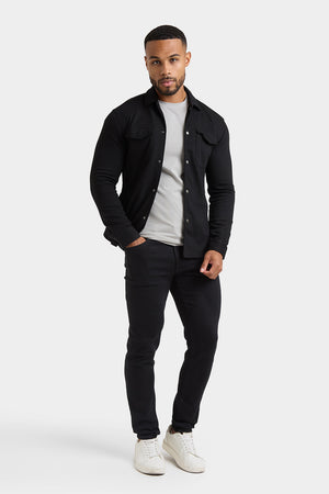 Twill Jersey Overshirt in Black - TAILORED ATHLETE - ROW