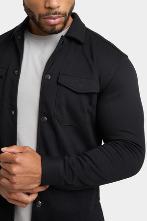 Twill Jersey Overshirt in Black - TAILORED ATHLETE - ROW