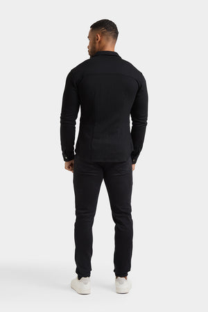 Twill Jersey Overshirt in Black - TAILORED ATHLETE - ROW