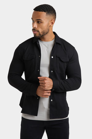 Twill Jersey Overshirt in Black - TAILORED ATHLETE - ROW