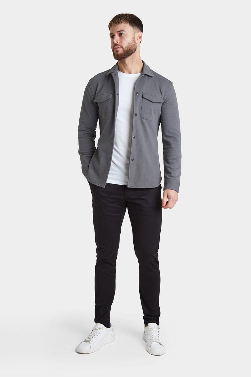 Twill Jersey Shacket in Graphite - TAILORED ATHLETE - ROW