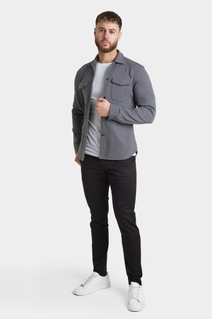Twill Jersey Shacket in Graphite - TAILORED ATHLETE - ROW