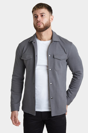Twill Jersey Shacket in Graphite - TAILORED ATHLETE - ROW