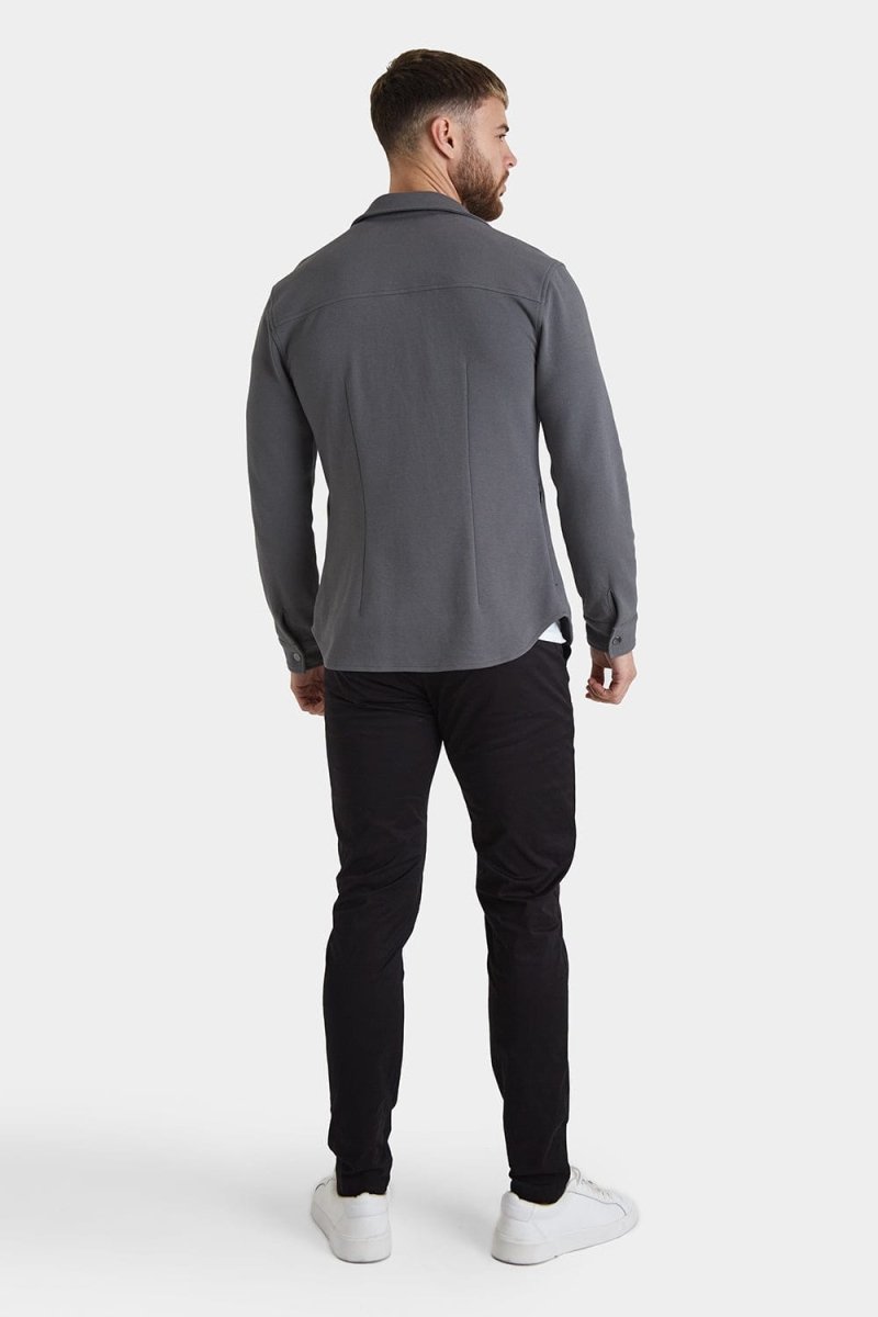 Twill Jersey Shacket in Graphite - TAILORED ATHLETE - ROW