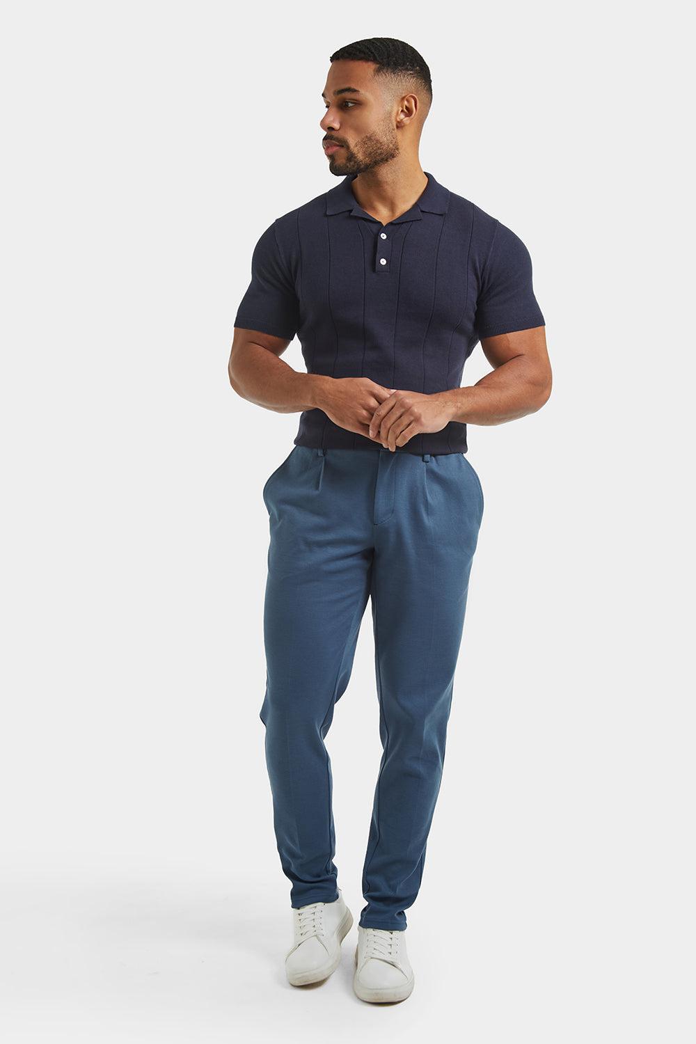 Twill Trousers in Petrol Blue