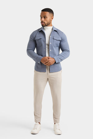 Twill Twin Pocket Overshirt in Slate Blue - TAILORED ATHLETE - ROW