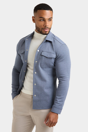 Twill Twin Pocket Overshirt in Slate Blue - TAILORED ATHLETE - ROW