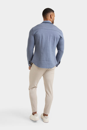 Twill Twin Pocket Overshirt in Slate Blue - TAILORED ATHLETE - ROW