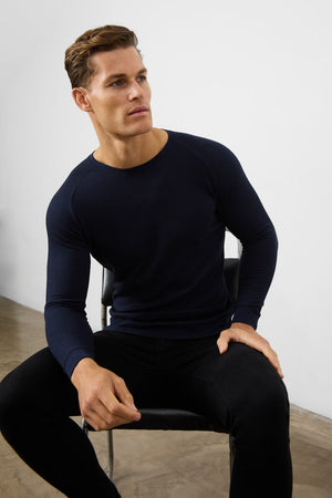 Waffle Textured T-Shirt in Navy - TAILORED ATHLETE - ROW