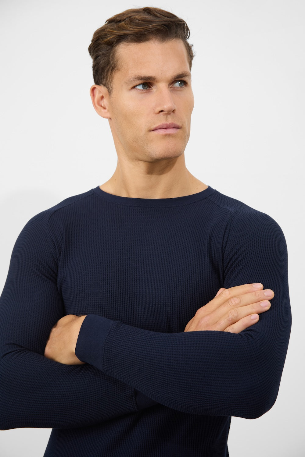 Waffle Textured T-Shirt in Navy - TAILORED ATHLETE - ROW