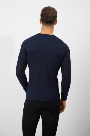 Waffle Textured T-Shirt in Navy - TAILORED ATHLETE - ROW