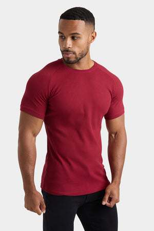 Short Sleeve Waffle T-Shirt in Claret - TAILORED ATHLETE - ROW