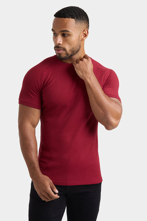 Short Sleeve Waffle T-Shirt in Claret - TAILORED ATHLETE - ROW