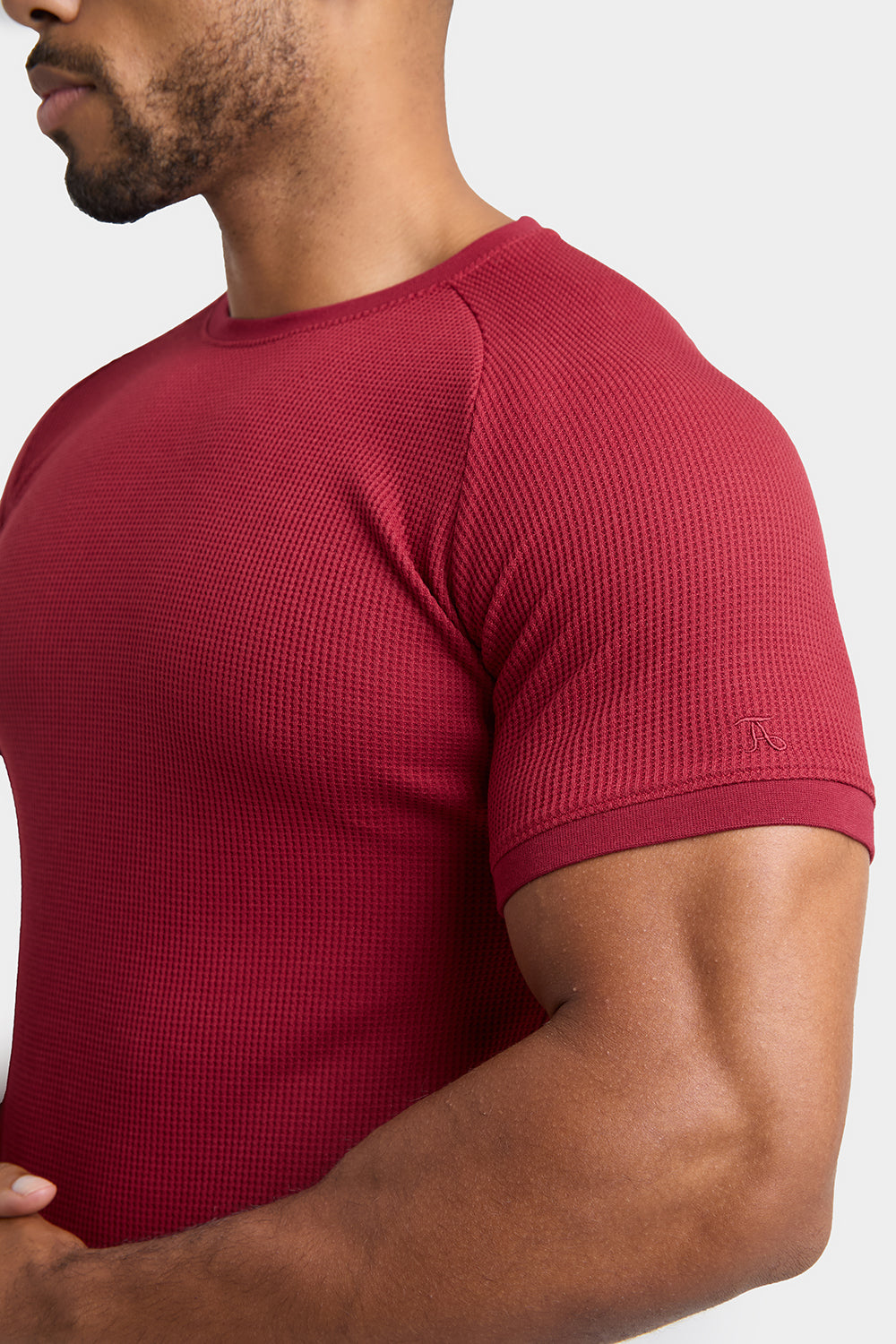 Short Sleeve Waffle T-Shirt in Claret - TAILORED ATHLETE - ROW