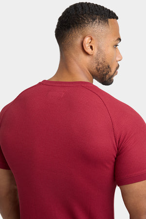 Short Sleeve Waffle T-Shirt in Claret - TAILORED ATHLETE - ROW