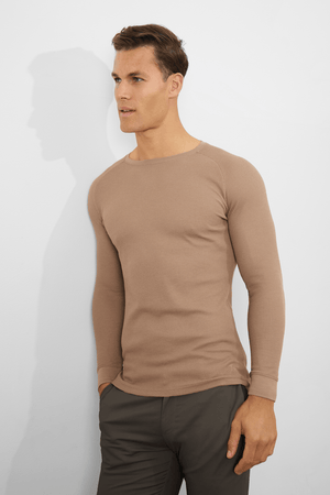 Waffle Textured T-Shirt in Dark Stone - TAILORED ATHLETE - ROW