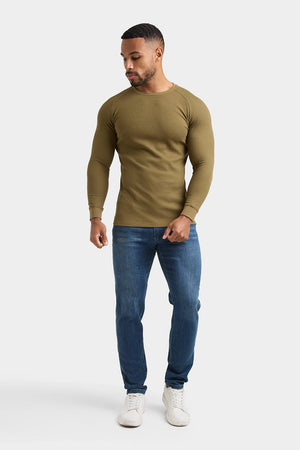 Waffle Textured T-Shirt in Khaki - TAILORED ATHLETE - ROW