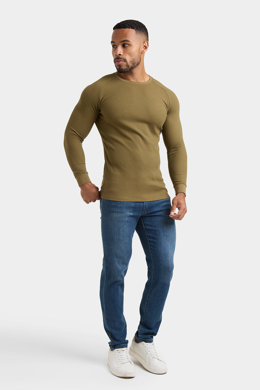 Waffle Textured T-Shirt in Khaki - TAILORED ATHLETE - ROW