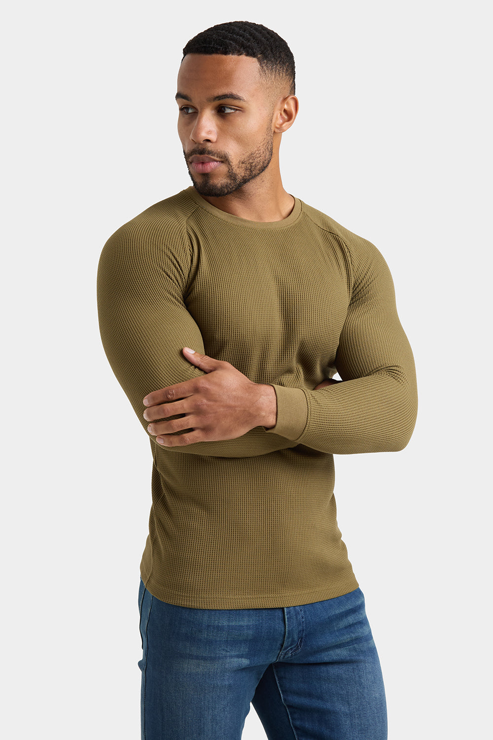 Waffle Textured T-Shirt in Khaki - TAILORED ATHLETE - ROW