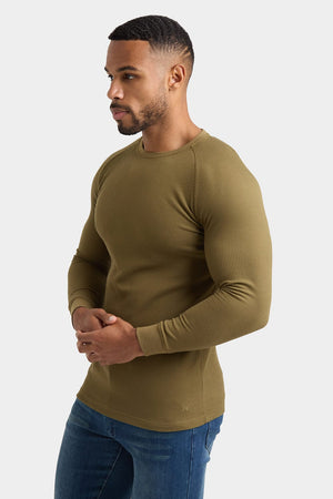 Waffle Textured T-Shirt in Khaki - TAILORED ATHLETE - ROW