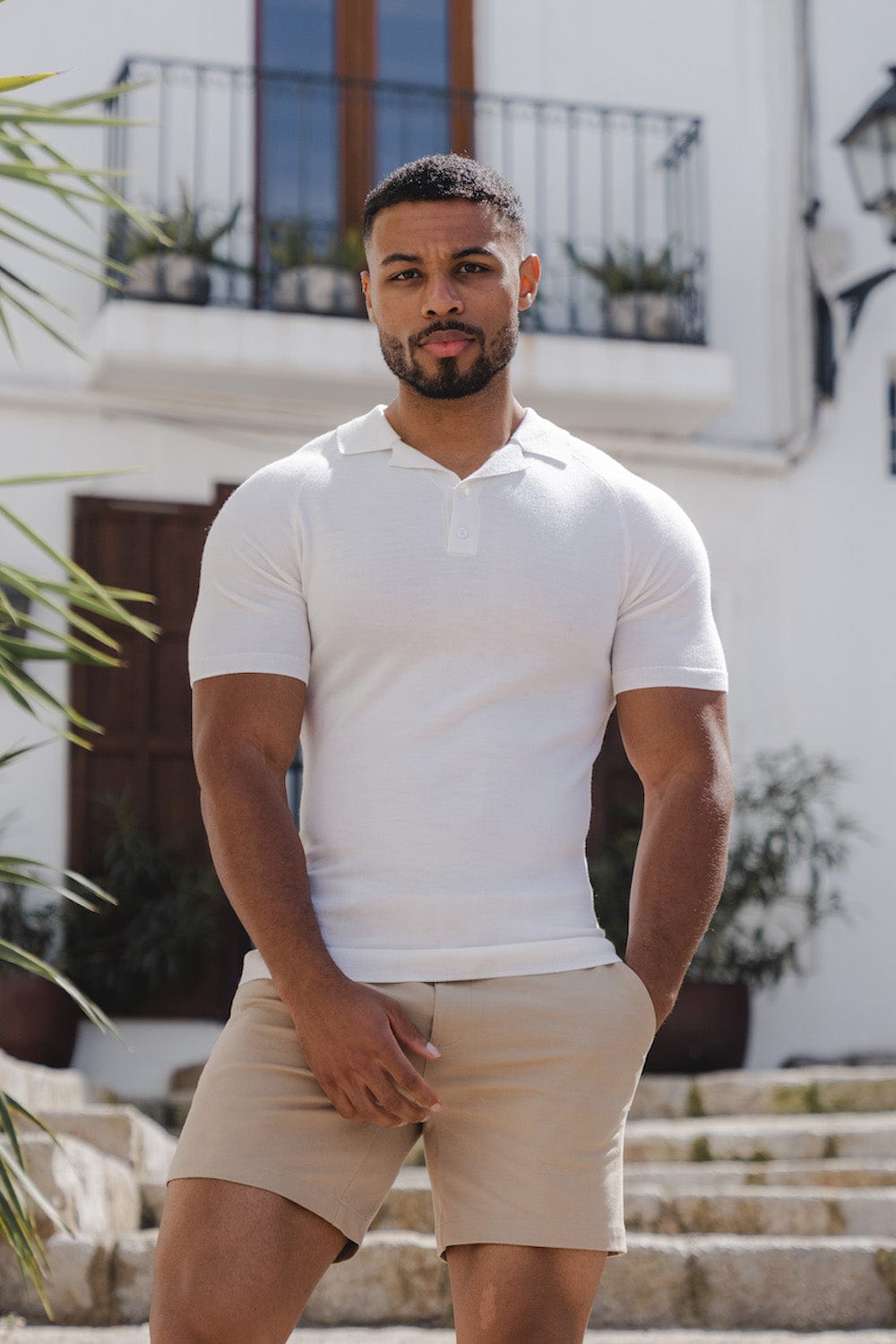 Merino Open Collar Polo Shirt in Chalk - TAILORED ATHLETE - ROW