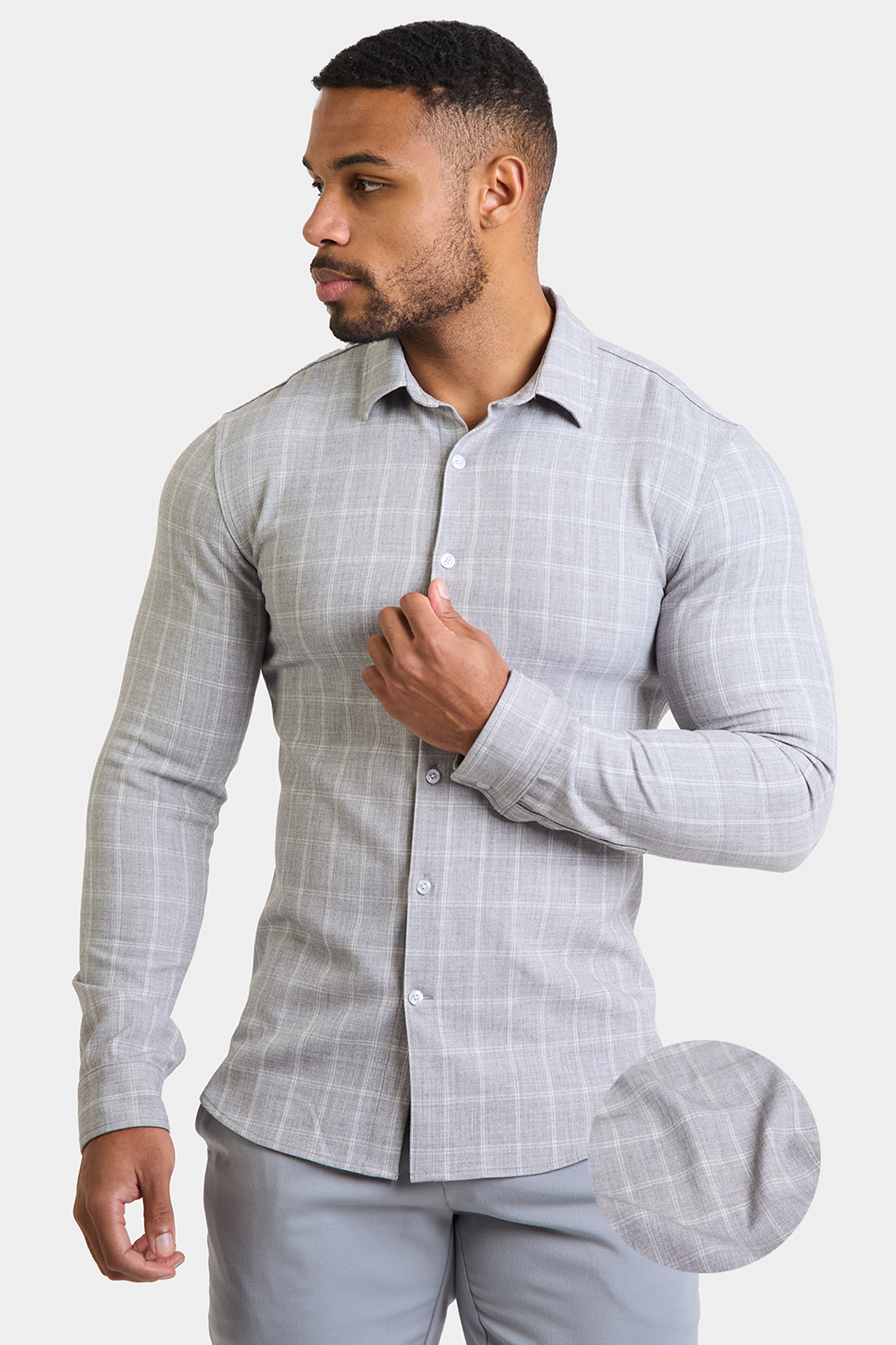 Check Overshirt in Pale Grey - TAILORED ATHLETE - ROW