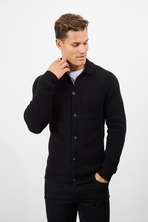 Wool Button Through Cardigan in Black - TAILORED ATHLETE - ROW