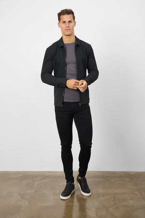 Zip Front Shacket in Dark Charcoal - TAILORED ATHLETE - ROW