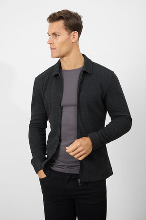 Zip Front Shacket in Dark Charcoal - TAILORED ATHLETE - ROW