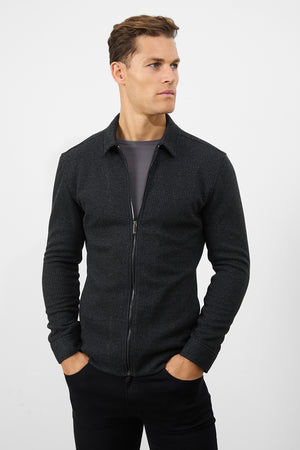 Zip Front Shacket in Dark Charcoal - TAILORED ATHLETE - ROW