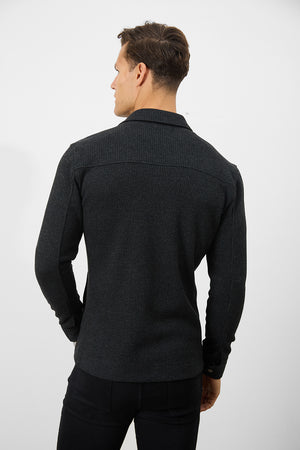 Zip Front Shacket in Dark Charcoal - TAILORED ATHLETE - ROW