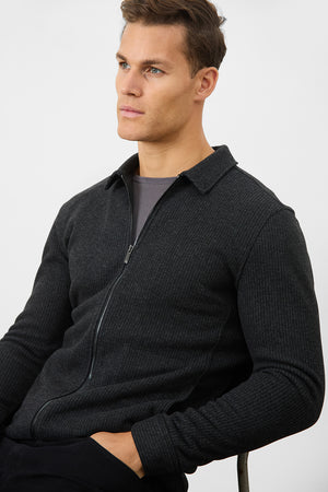 Zip Front Shacket in Dark Charcoal - TAILORED ATHLETE - ROW