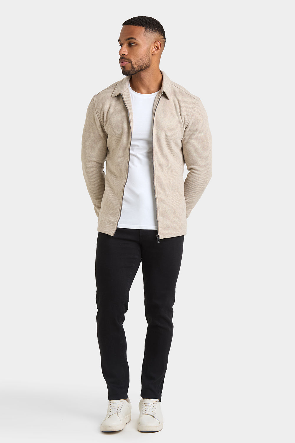 Zip Front Shacket in Stone - TAILORED ATHLETE - ROW