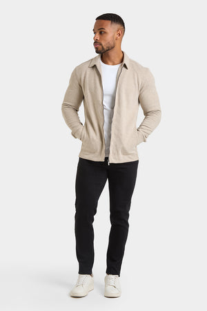 Zip Front Shacket in Stone - TAILORED ATHLETE - ROW