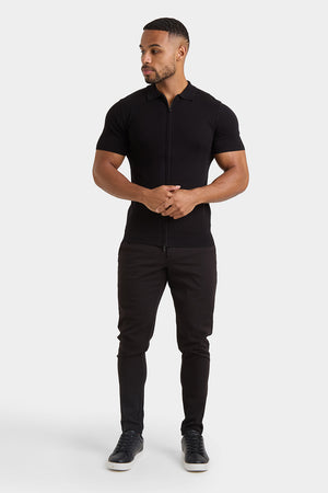 Zipped Knitted Shirt in Black - TAILORED ATHLETE - ROW