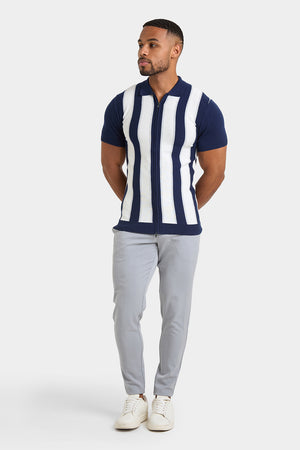 Zipped Knitted Shirt in Navy - TAILORED ATHLETE - ROW