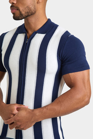 Zipped Knitted Shirt in Navy - TAILORED ATHLETE - ROW