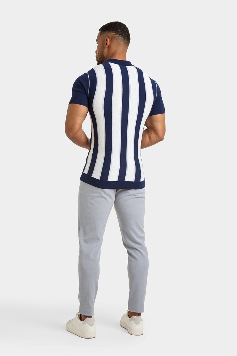 Zipped Knitted Shirt in Navy - TAILORED ATHLETE - ROW