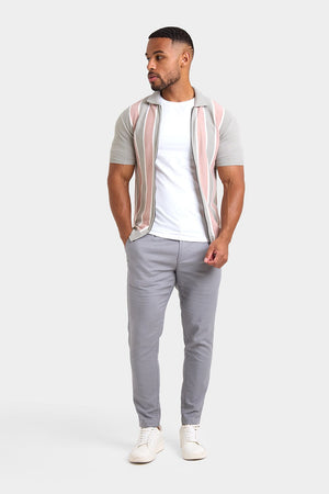 Zipped Knitted Shirt in Pink/Grey - TAILORED ATHLETE - ROW