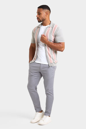 Zipped Knitted Shirt in Pink/Grey - TAILORED ATHLETE - ROW