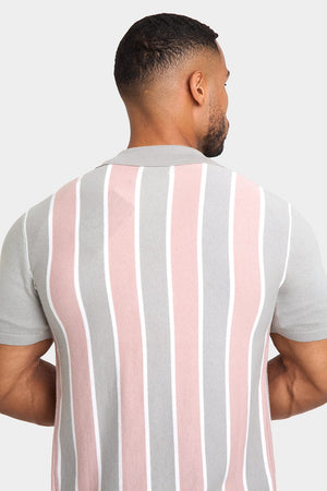 Zipped Knitted Shirt in Pink/Grey - TAILORED ATHLETE - ROW