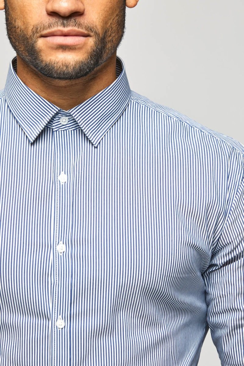 navy blue business shirt