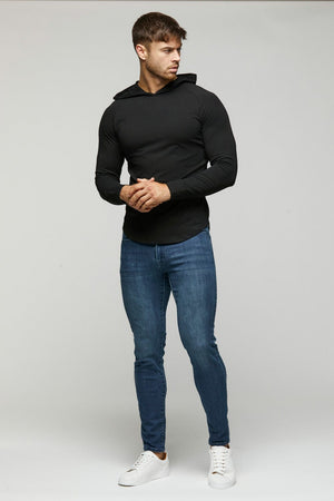 Hooded T-Shirt Long Sleeve in Black - TAILORED ATHLETE - ROW