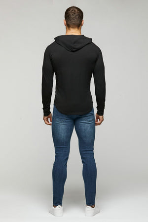 Hooded T-Shirt Long Sleeve in Black - TAILORED ATHLETE - ROW