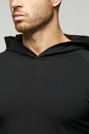 Hooded T-Shirt Long Sleeve in Black - TAILORED ATHLETE - ROW
