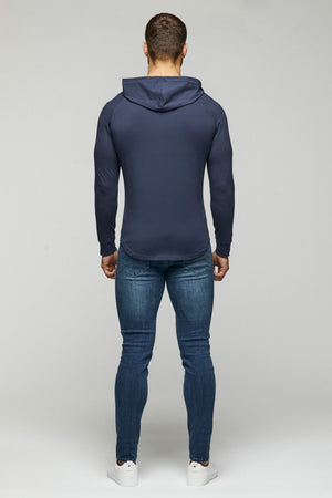 Hooded T-Shirt Long Sleeve in Navy - TAILORED ATHLETE - ROW
